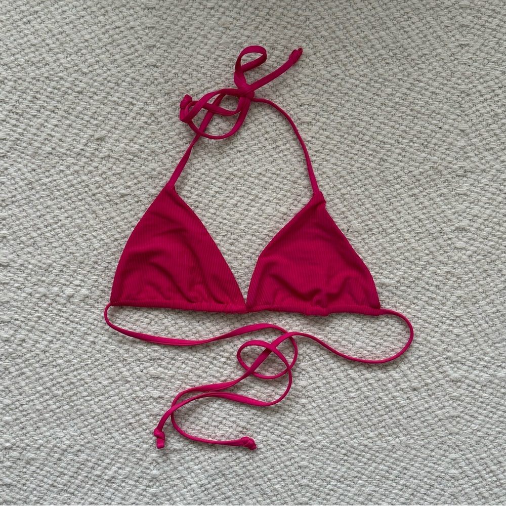 Frankie’s Bikinis Ribbed Triangle Bikini Top, size: medium